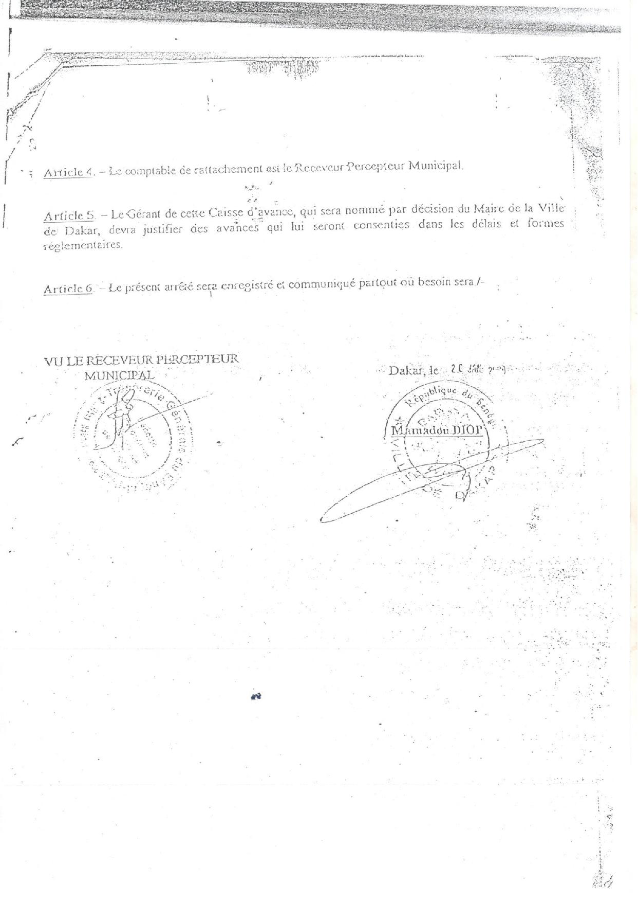 Caisse d’avance Mairie de Dakar : Voici quelques documents d'archives à valeur documentaire signés par l'ancien édile, Mamadou Diop