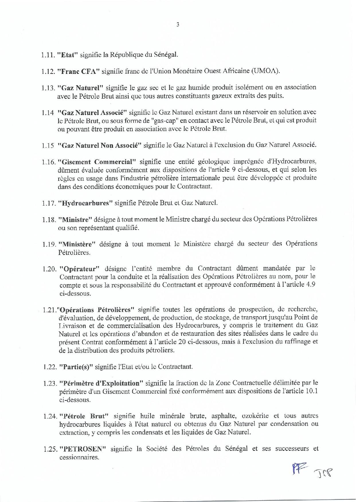 Contrat de recherche et de partage de production d'hydrocarbure " Rufisque Offshore" entre l'Etat du Sénégal et Total (Part 1)