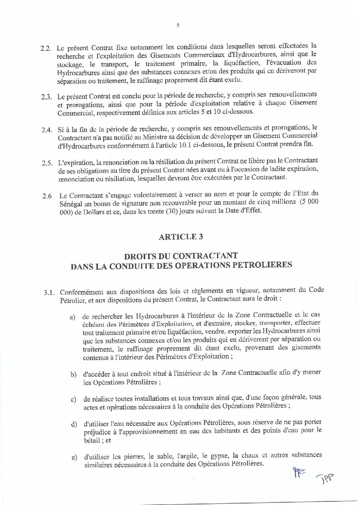 Contrat de recherche et de partage de production d'hydrocarbure " Rufisque Offshore" entre l'Etat du Sénégal et Total (Part 1)