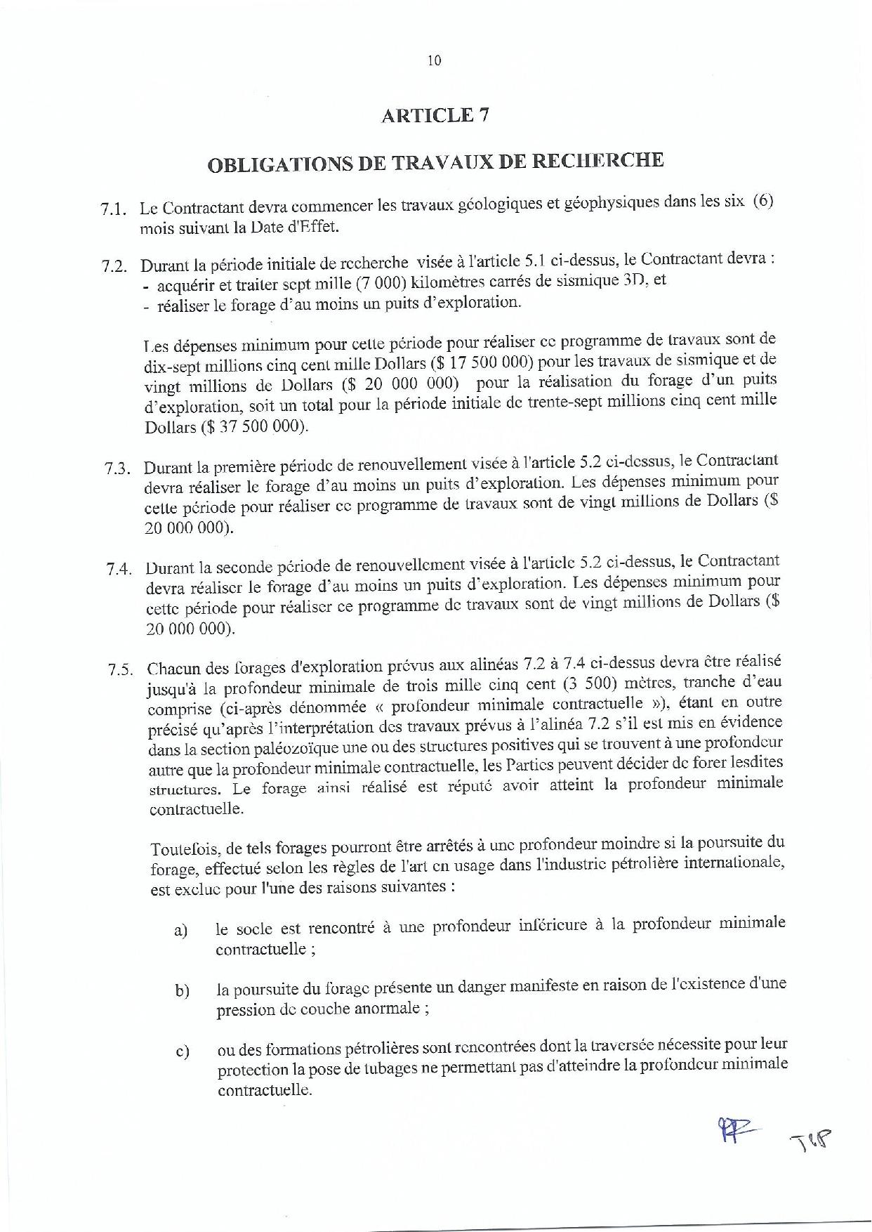 Contrat de recherche et de partage de production d'hydrocarbure " Rufisque Offshore" entre l'Etat du Sénégal et Total (Part 1)