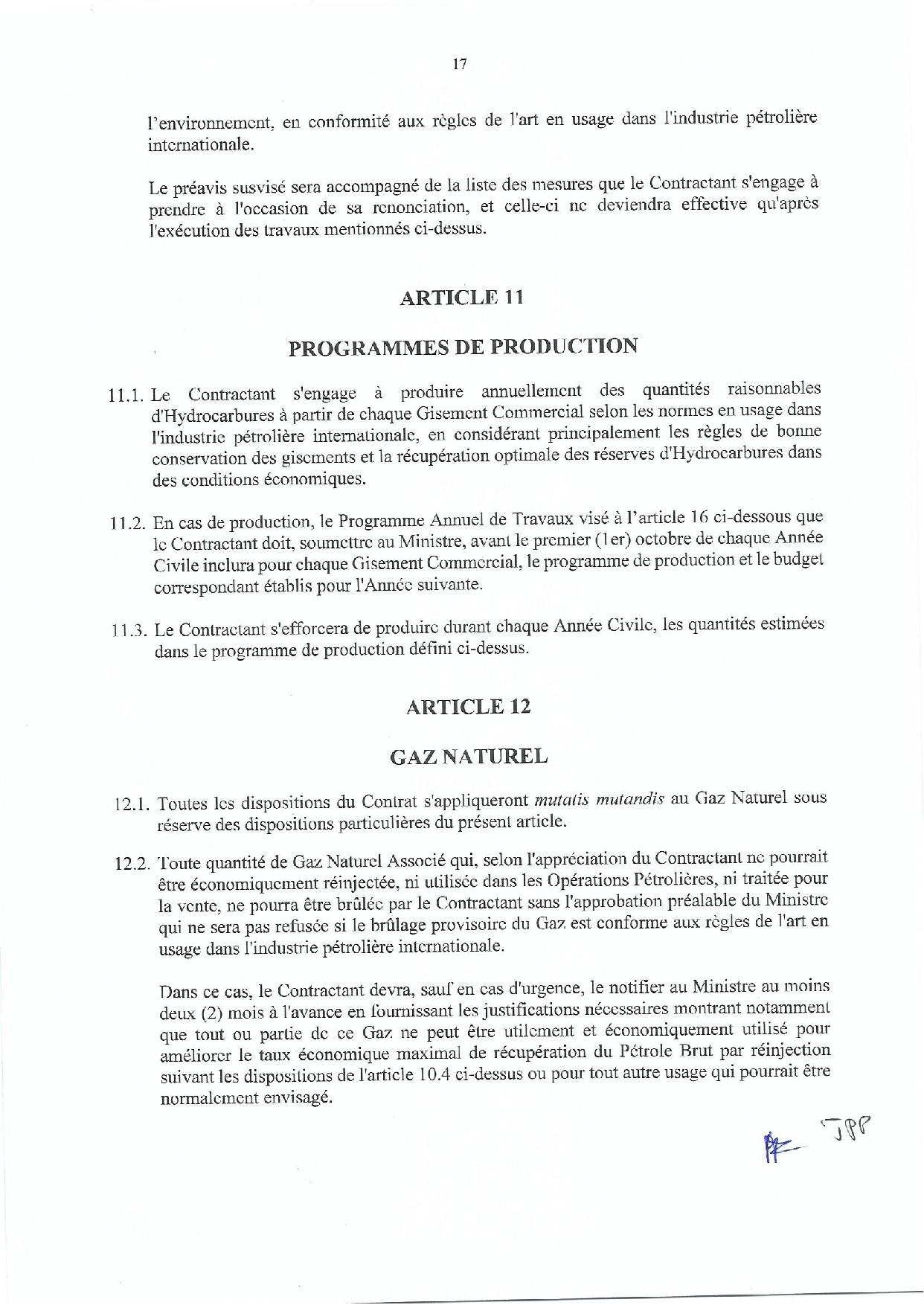 Contrat de recherche et de partage de production d'hydrocarbure " Rufisque Offshore" entre l'Etat du Sénégal et Total (Part 1)