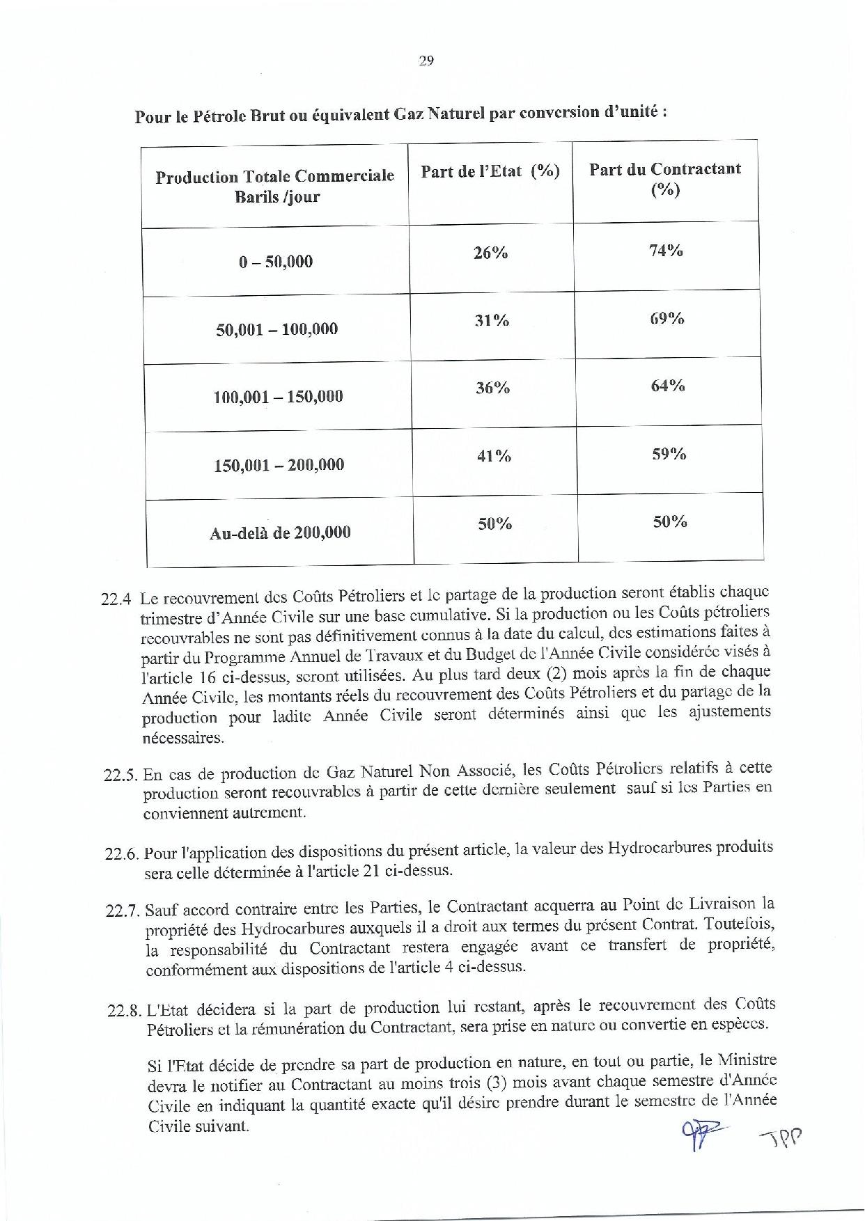 Contrat de recherche et de partage de production d'hydrocarbure " Rufisque Offshore" entre l'Etat du Sénégal et Total (Part 3 et fin)