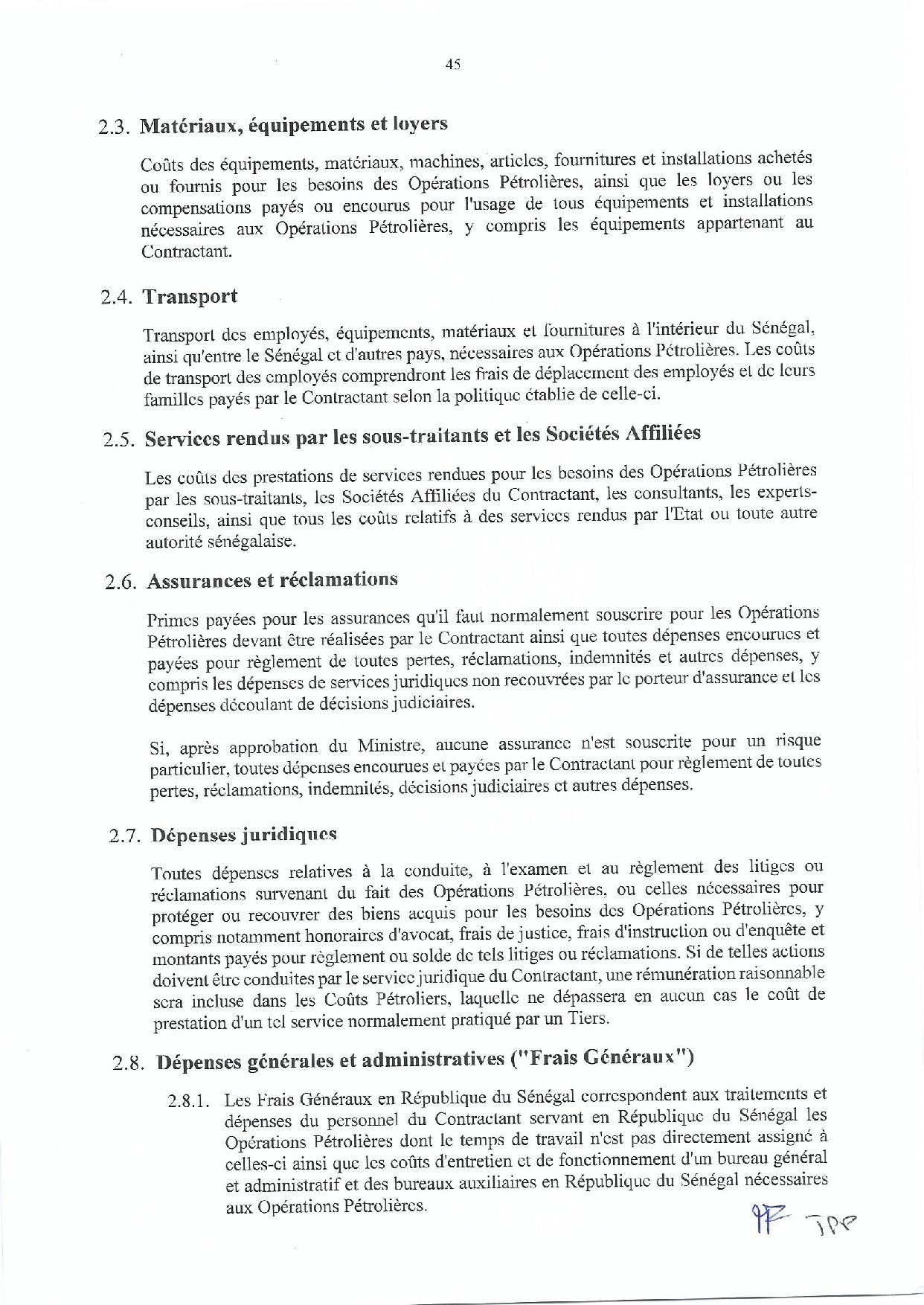 Contrat de recherche et de partage de production d'hydrocarbure " Rufisque Offshore" entre l'Etat du Sénégal et Total (Part 3 et fin)