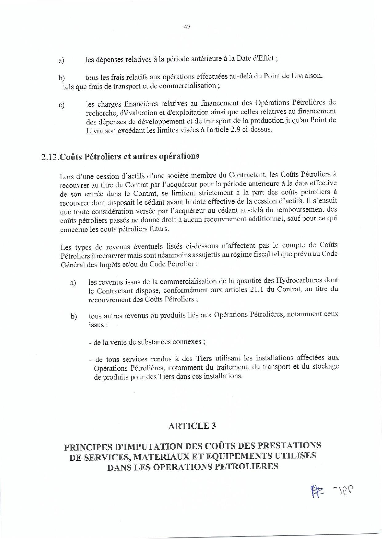 Contrat de recherche et de partage de production d'hydrocarbure " Rufisque Offshore" entre l'Etat du Sénégal et Total (Part 3 et fin)