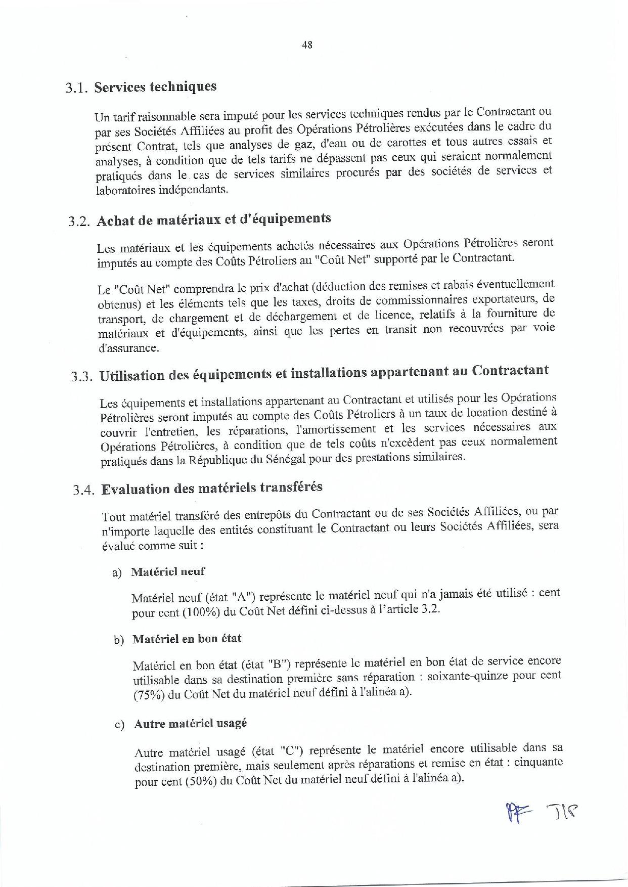 Contrat de recherche et de partage de production d'hydrocarbure " Rufisque Offshore" entre l'Etat du Sénégal et Total (Part 3 et fin)