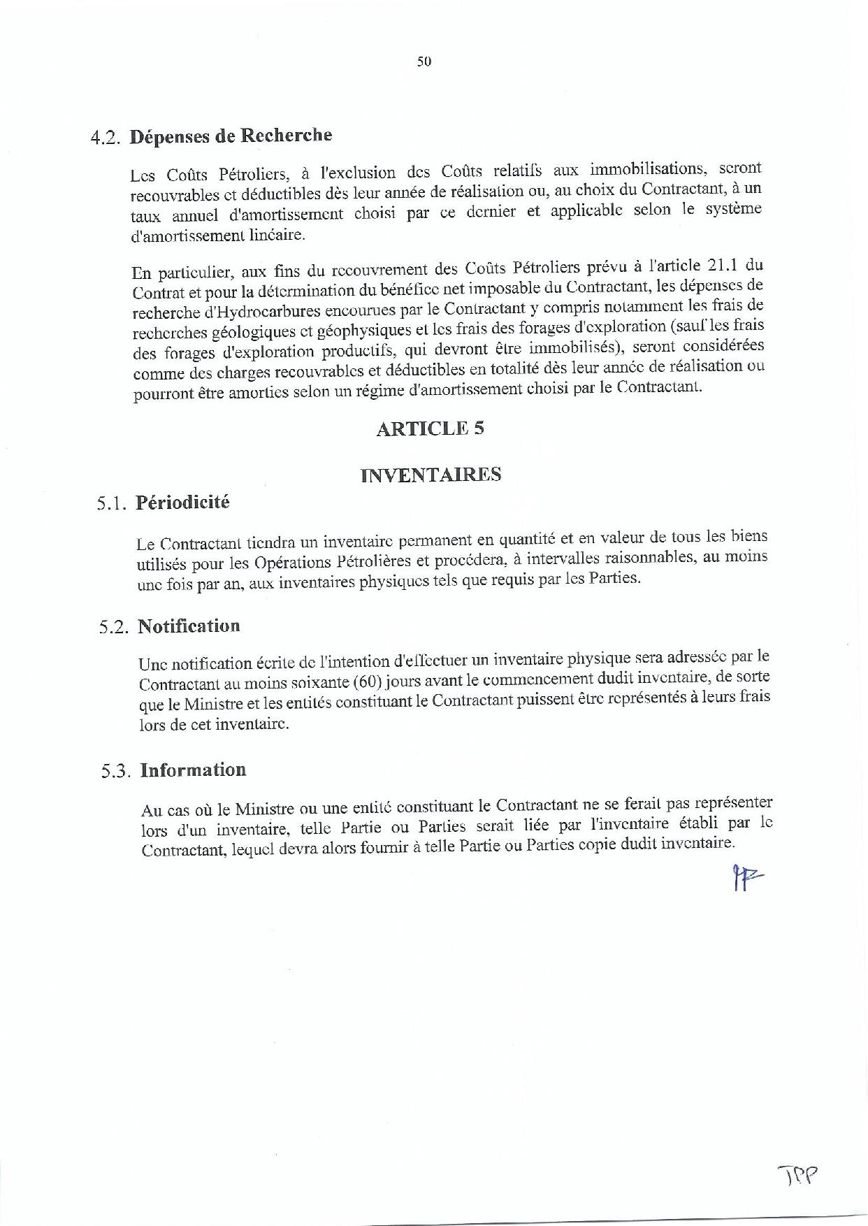 Contrat de recherche et de partage de production d'hydrocarbure " Rufisque Offshore" entre l'Etat du Sénégal et Total (Part 3 et fin)