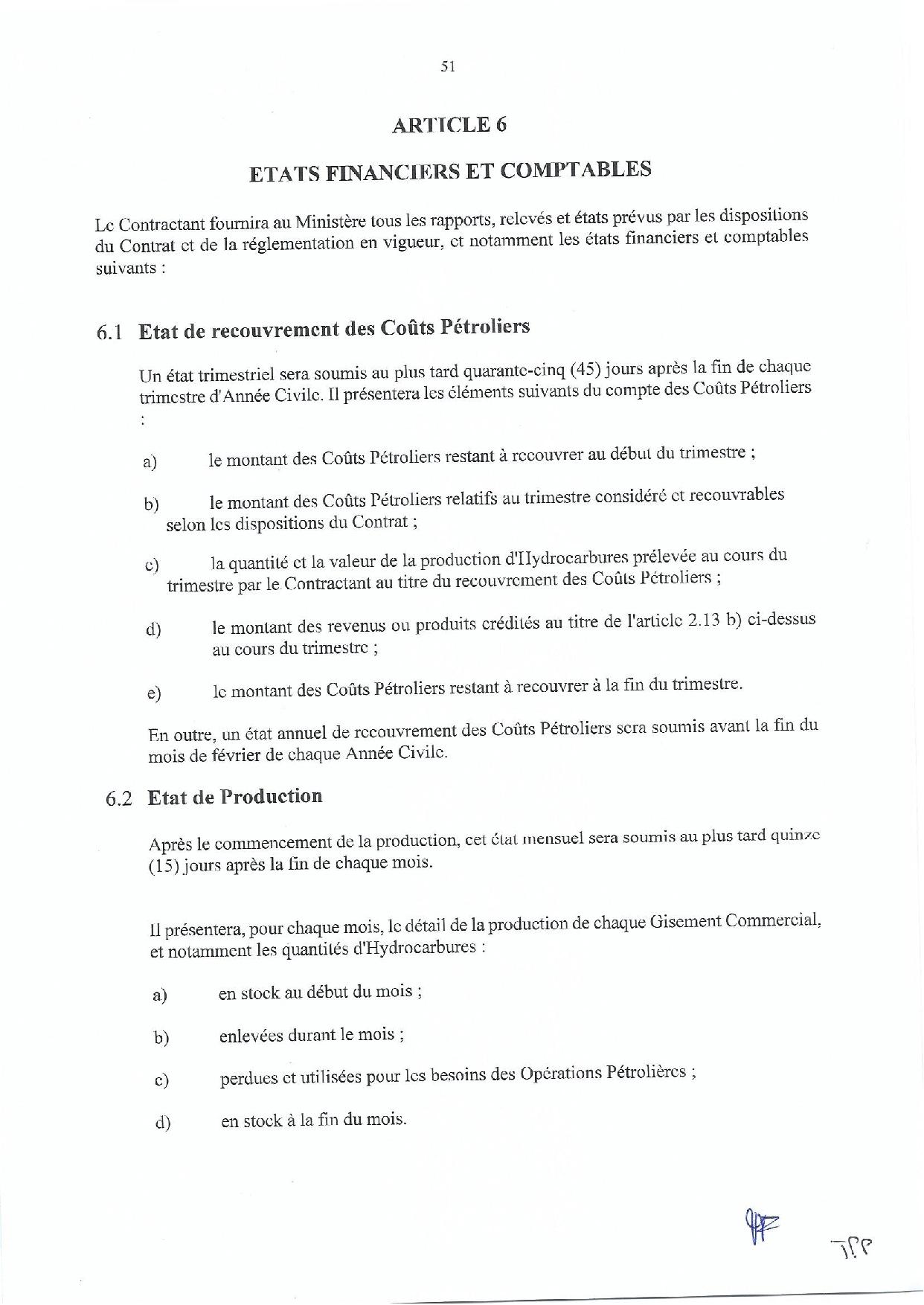 Contrat de recherche et de partage de production d'hydrocarbure " Rufisque Offshore" entre l'Etat du Sénégal et Total (Part 3 et fin)