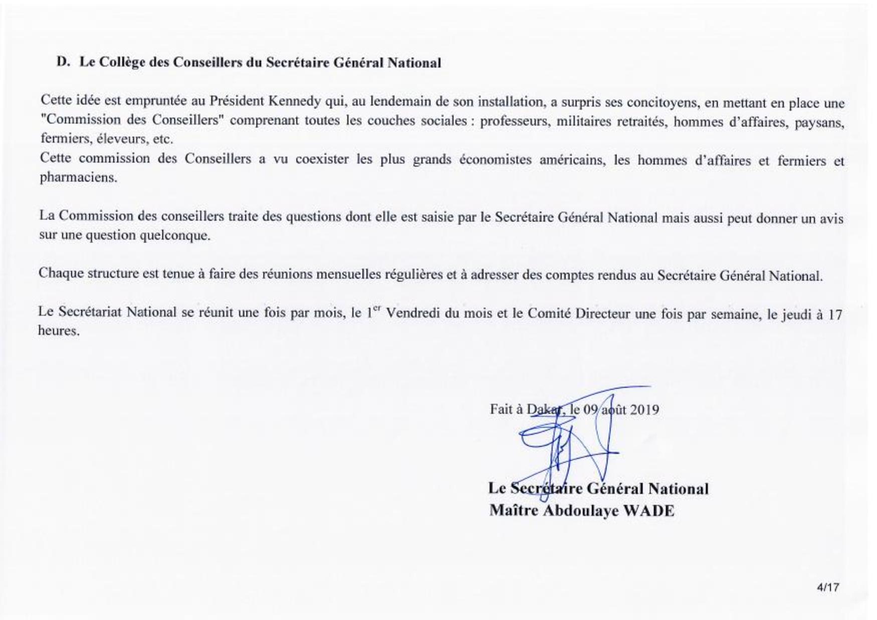 Urgent: Voici la composition du nouveau Secrétariat national du PDS (Documents)