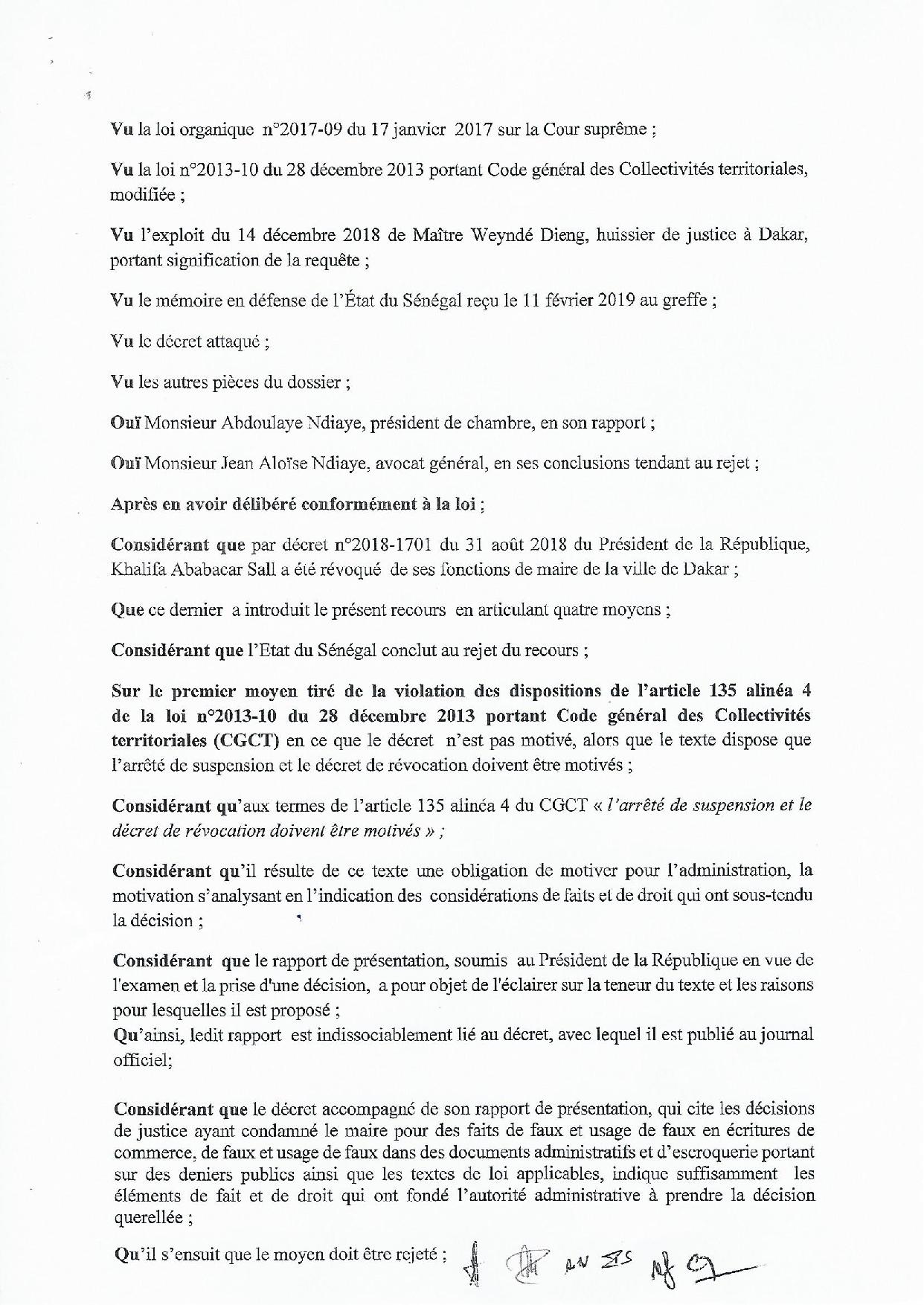 Révocation de Khalifa Sall à la mairie de Dakar: Voici les détails de l’arrêt de  la Cour suprême (Documents)