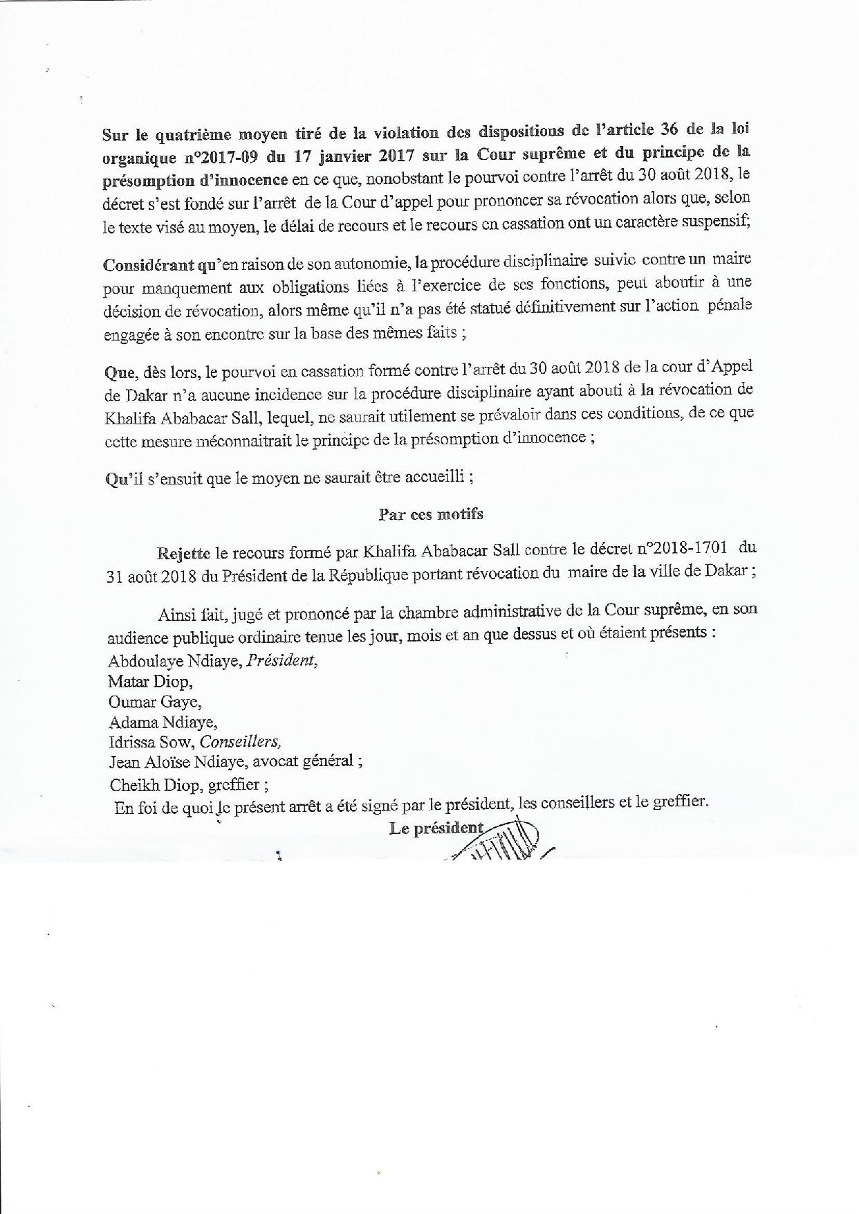 Révocation de Khalifa Sall à la mairie de Dakar: Voici les détails de l’arrêt de  la Cour suprême (Documents)