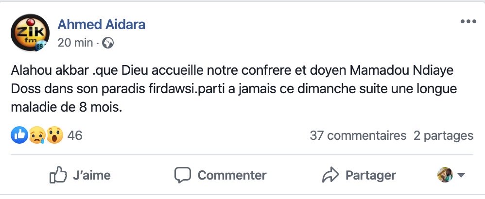 Nécrologie: Le journaliste Mamadou Ndiaye Doss n'est plus