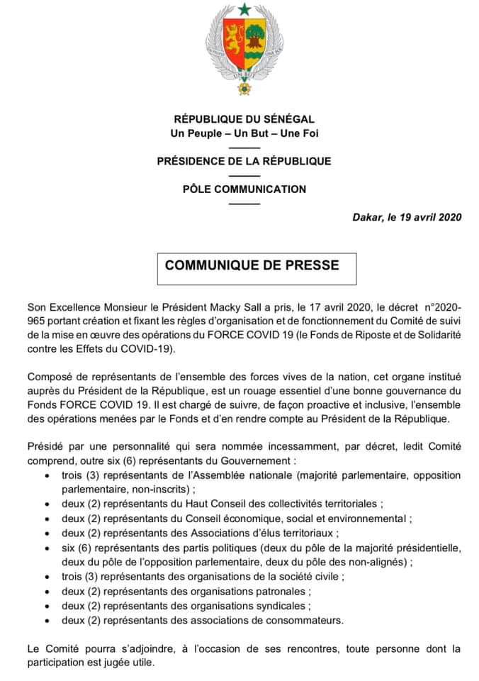 Force Covid-19: Décret Portant Création Et Fixant Les Règles D ...