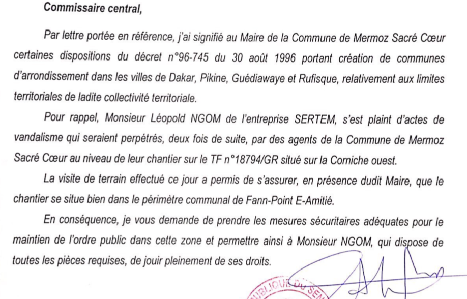 Barthélémy Dias ramené à la raison: le préfet de Dakar confirme l’appartenance du terrain de la SERTEM  à la Commune de Fann...