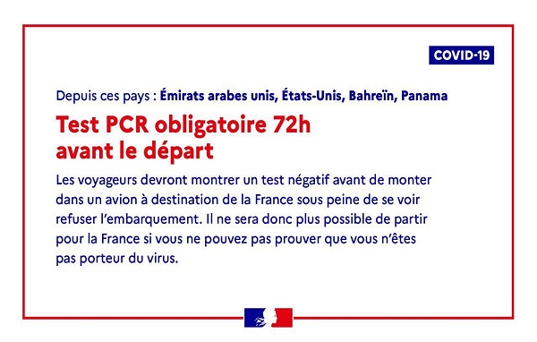 Nouvelles mesures françaises contre la COVID-19: la liste des 16 pays à risque et les tests obligatoires au départ comme à l’arrivée