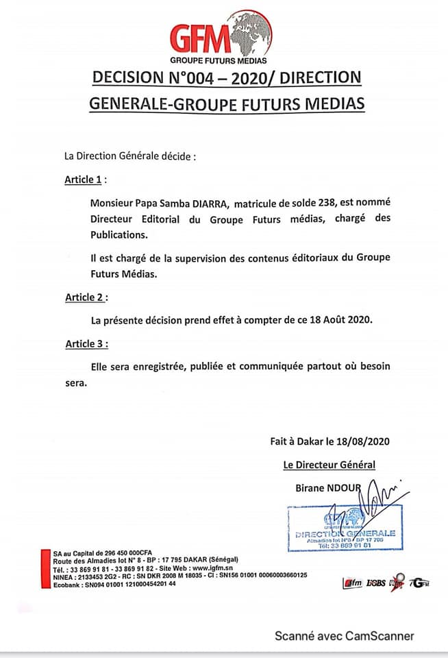 Remue ménage à GFM - Après ABF et Pape Samba Diarra, Ndiaga Ndiaye devient le nouveau Dirpub de l'Observateur