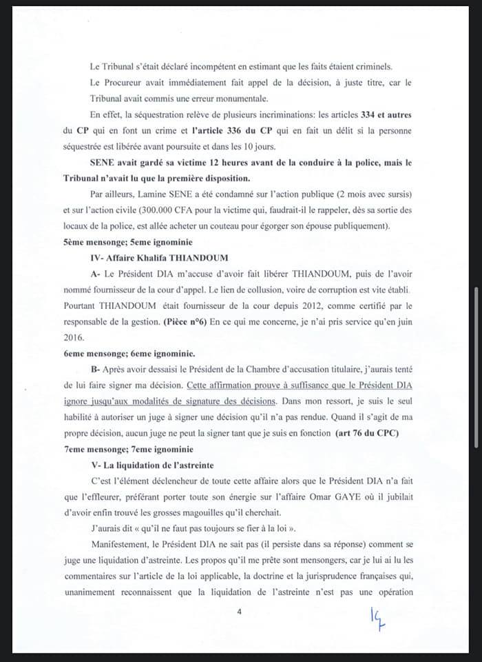 Accusations de corruption: Le juge Ousmane Kane répond au juge Yaya Amadou Dia et donne sa version des faits