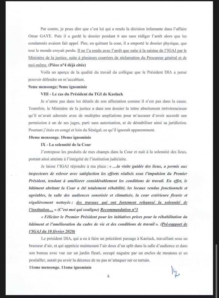 Accusations de corruption: Le juge Ousmane Kane répond au juge Yaya Amadou Dia et donne sa version des faits