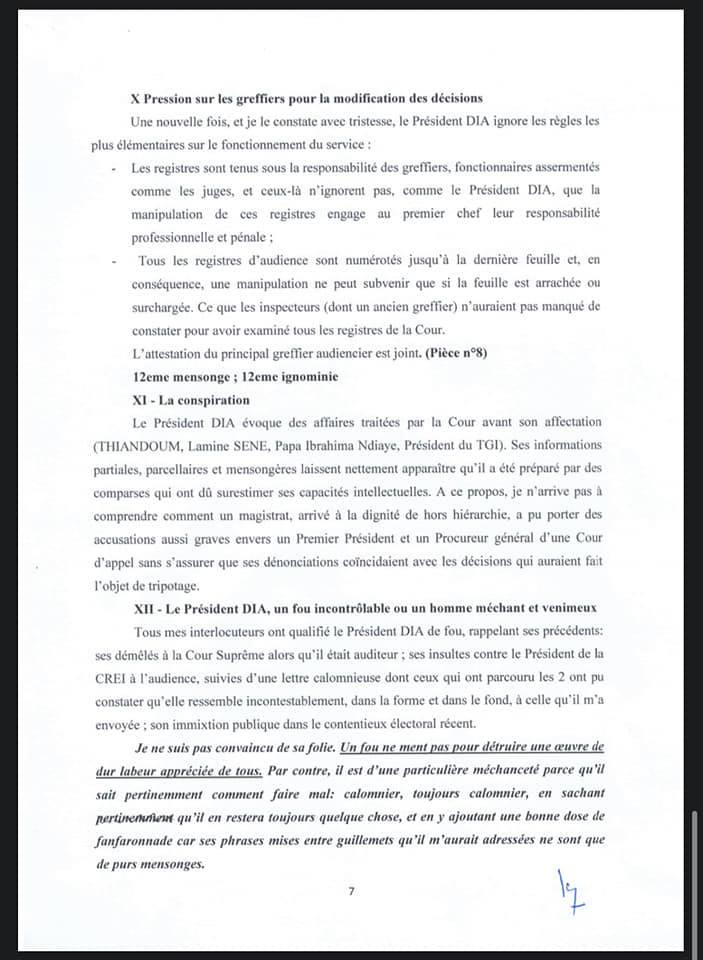 Accusations de corruption: Le juge Ousmane Kane répond au juge Yaya Amadou Dia et donne sa version des faits