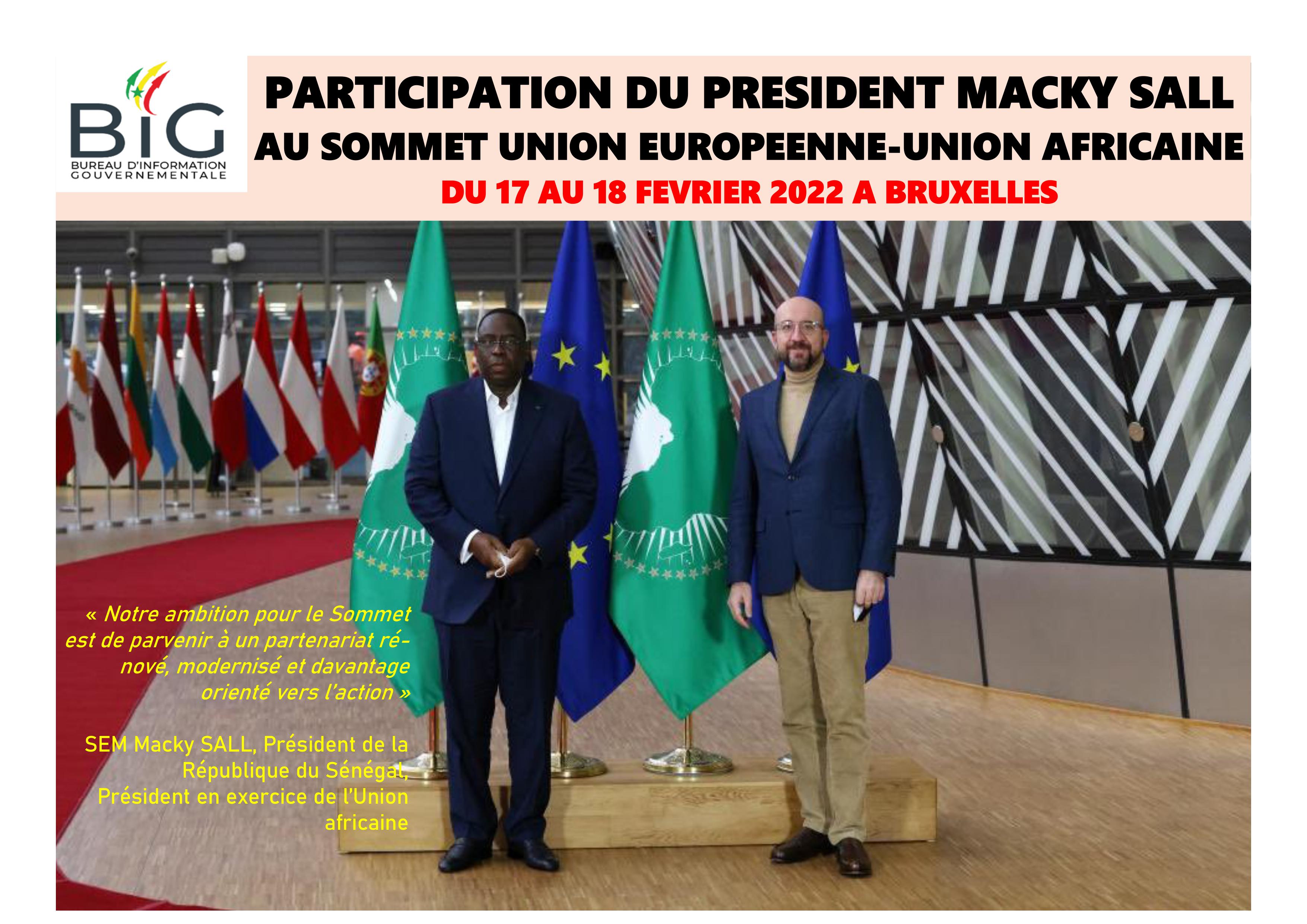 PARTICIPATION DU PRESIDENT MACKY SALL AU SOMMET UNION EUROPEENNE-UNION AFRICAINE