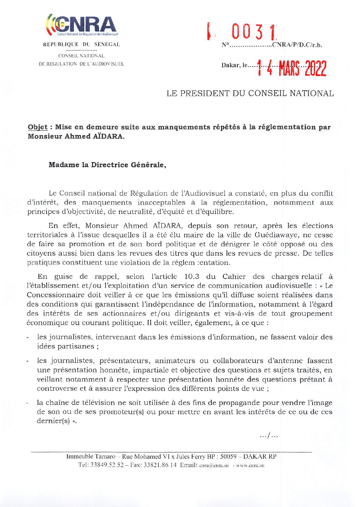 Le CNRA met fin aux scandaleuses revues de presse de Ahmed Aïdara