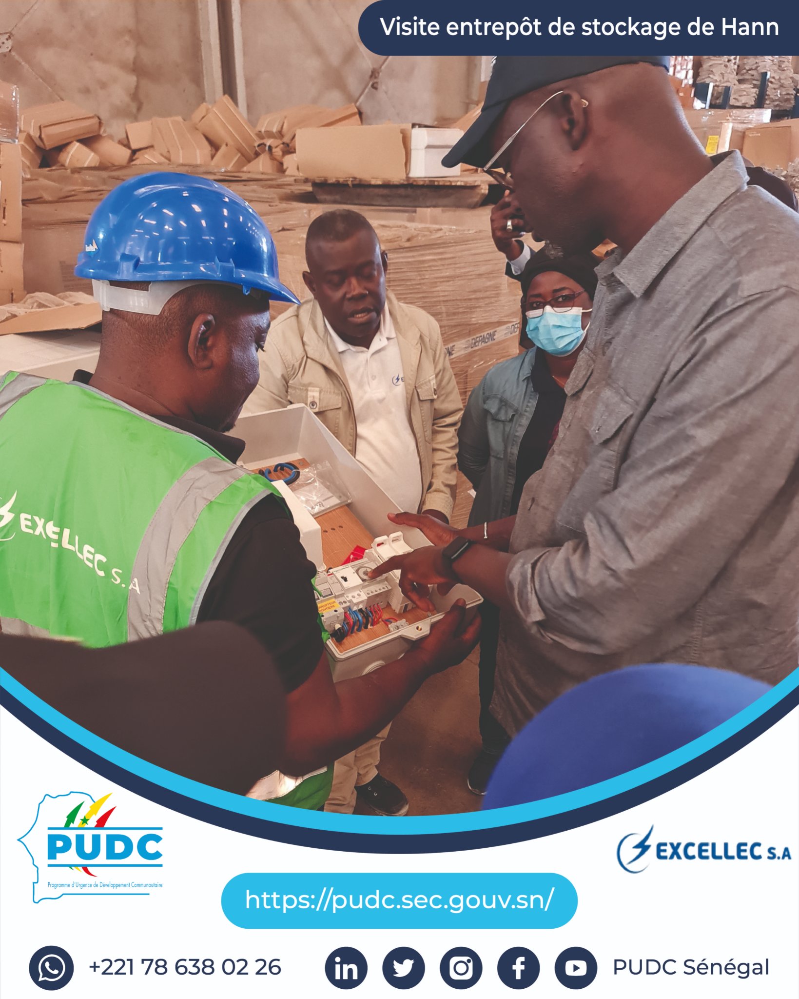 PUDC: Le coordonnateur national, Cheikh Diop visite l'entrepôt de stockage de Hann et de l'usine de Diamniadio du partenaire technique du projet 2000villages