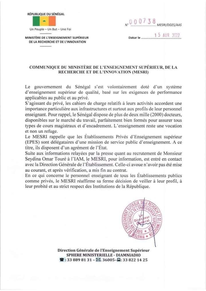 Capitaine Touré licencié de l’IAM : Macky Sall, accusé à tort, n’a rien avoir dans l’affaire