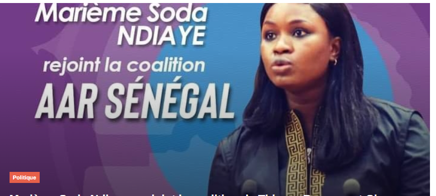 Politique : Marième Soda Ndiaye rejoint la Coalition Aar Sénégal