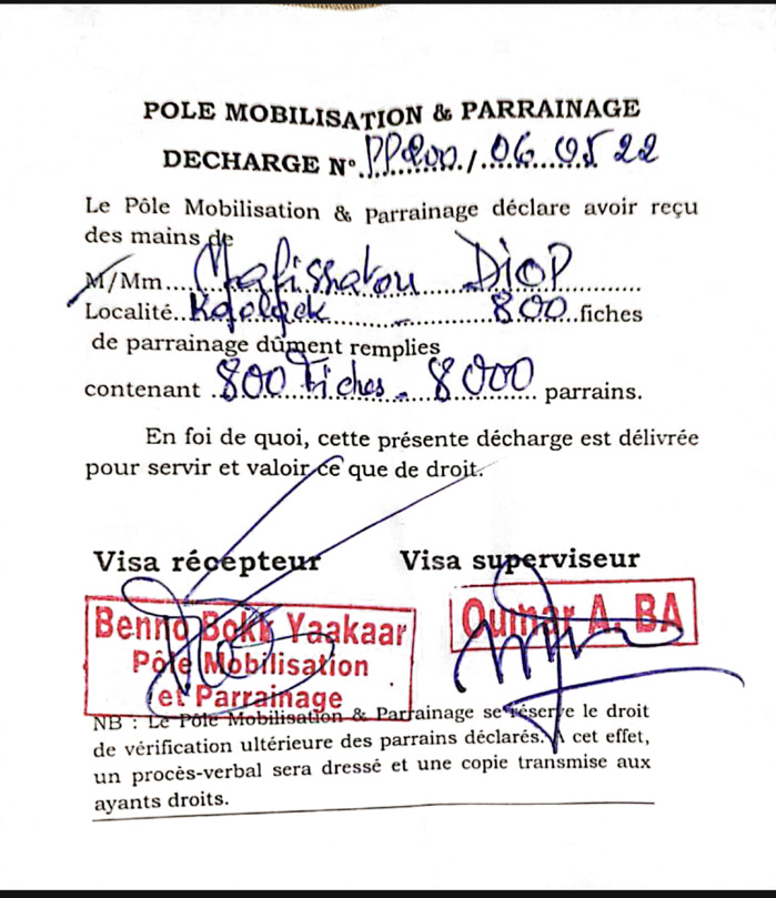 Législatives à Kaolack : Me Nafissatou Diop dépose un lot de 8 000 parrains