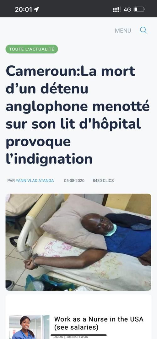 Cette photo publiée sur les réseaux sociaux n'est pas celle de François Mancabou : C'est celle d'un détenu anglophone décédé en 2020 au Cameroun