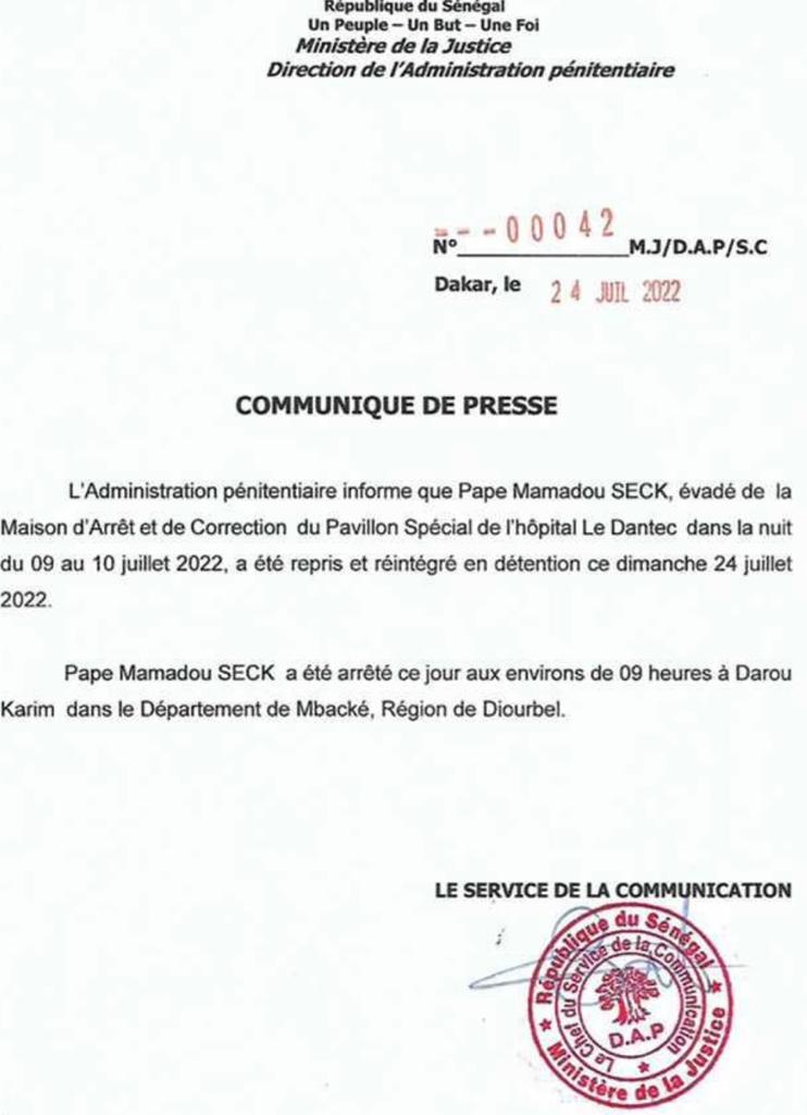 Mbacké : Pape Mamadou Seck arrêté à Daroul Karim et mis en détention (Document)