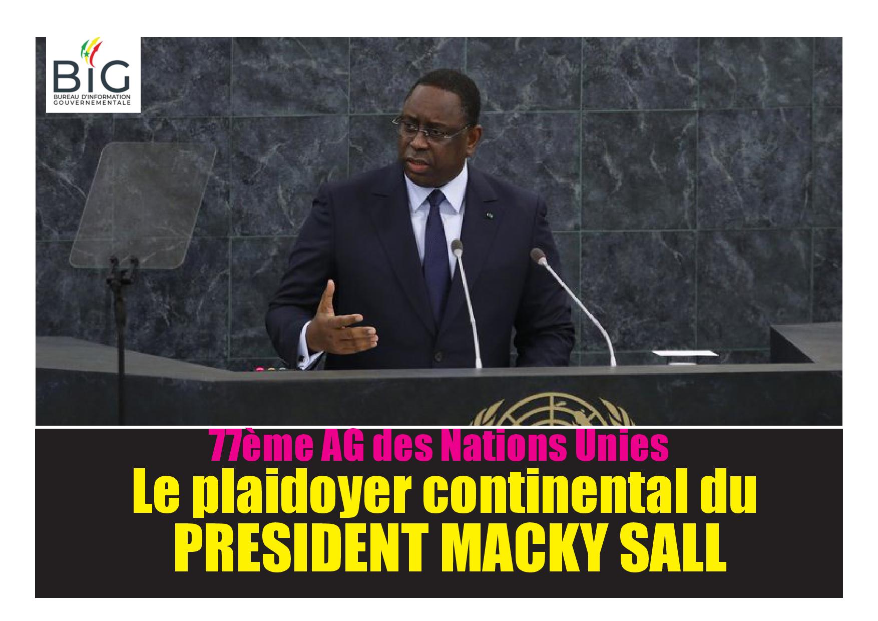 77ème AG des Nations Unies : Le plaidoyer continental du Président Macky Sall