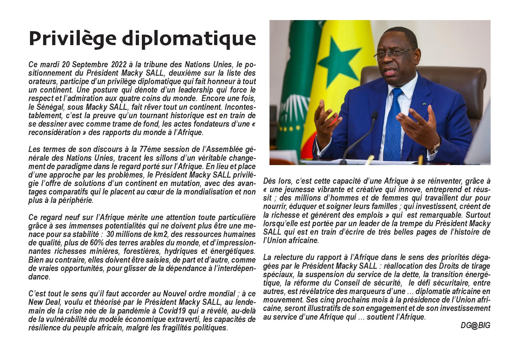 77ème AG des Nations Unies : Le plaidoyer continental du Président Macky Sall