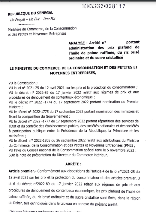 Baisse des prix: La mesure entre en vigueur ce samedi à 00h (Documents)