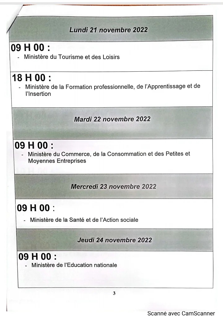 Marathon budgétaire : Le programme des plénières (Documents)