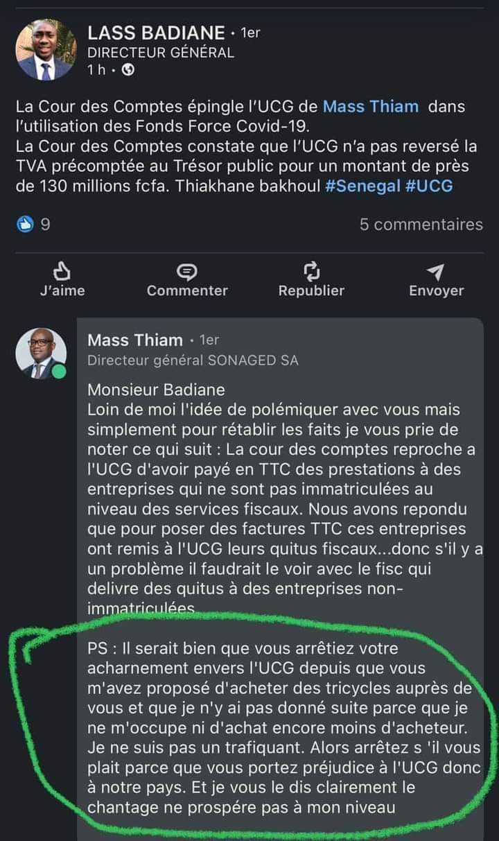 Mass Thiam à Lass Badiane: “Il serait bien que vous arrêtiez votre acharnement envers l’Ucg”