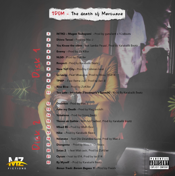 Marouane: L’enfant terrible du hip hop Galsen, sort son premier album de 22 titres "The death of Marouane" (tdom)