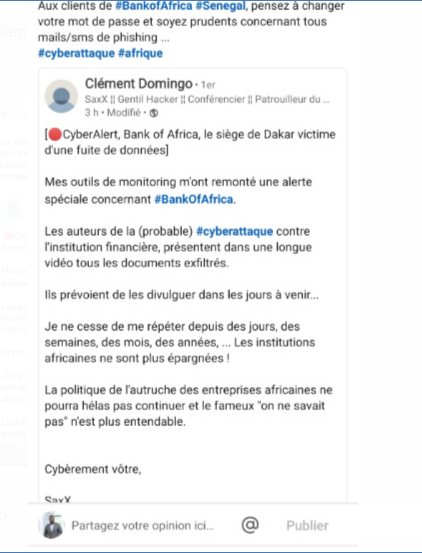 Alerte : Le siège de Bank of Africa de Dakar, victime de fuite de données bancaires