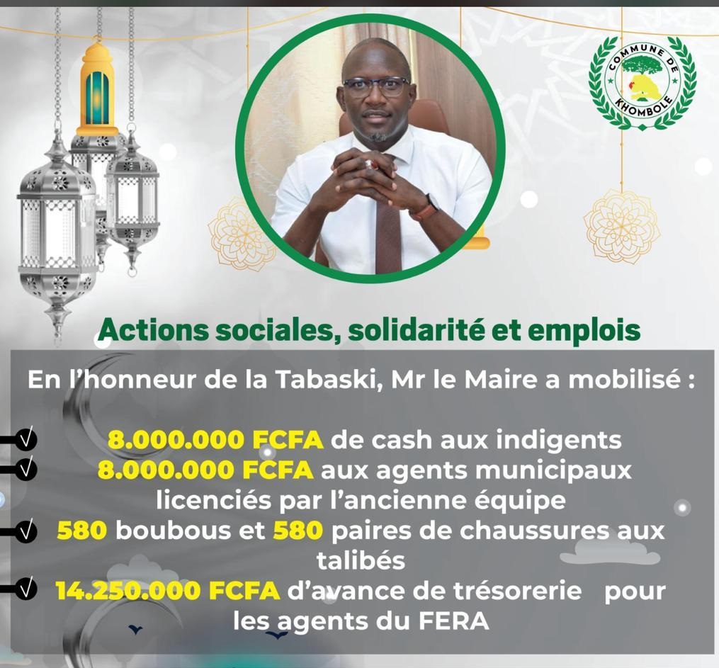 Actions sociales, solidarité et emplois : Le geste fort de Maguèye Boye, Maire de Khombole