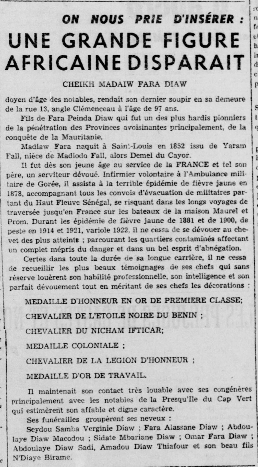 Lutte contre les pandémies: Madiaw Fara Diaw, grand précurseur et exemple d’abnégation