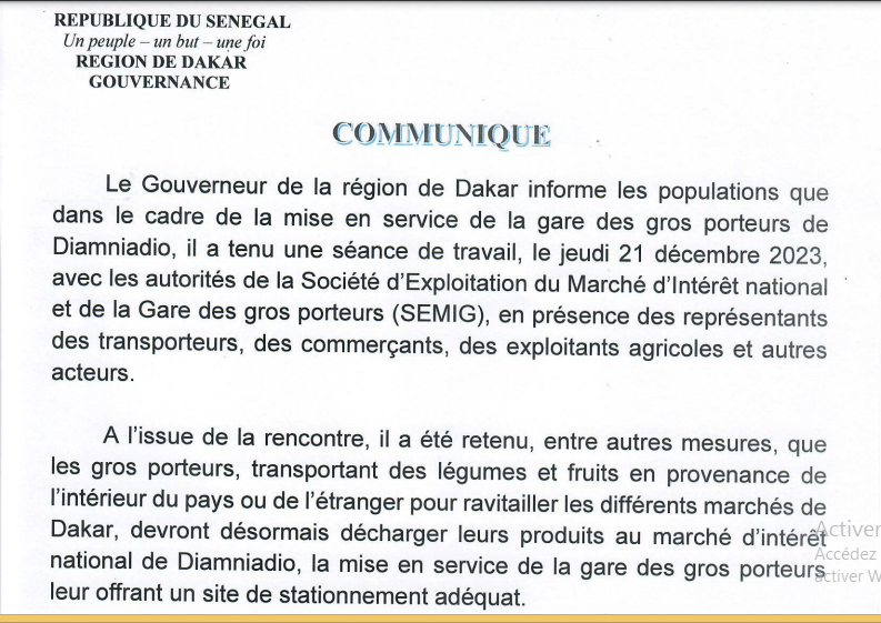 Diamniadio: Désormais, le Marché d’intérêt national recoit les gros porteurs à la gare