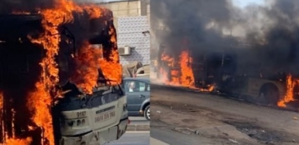 Incendie soudain d’un bus Dakar Dem Dikk à Thiaroye