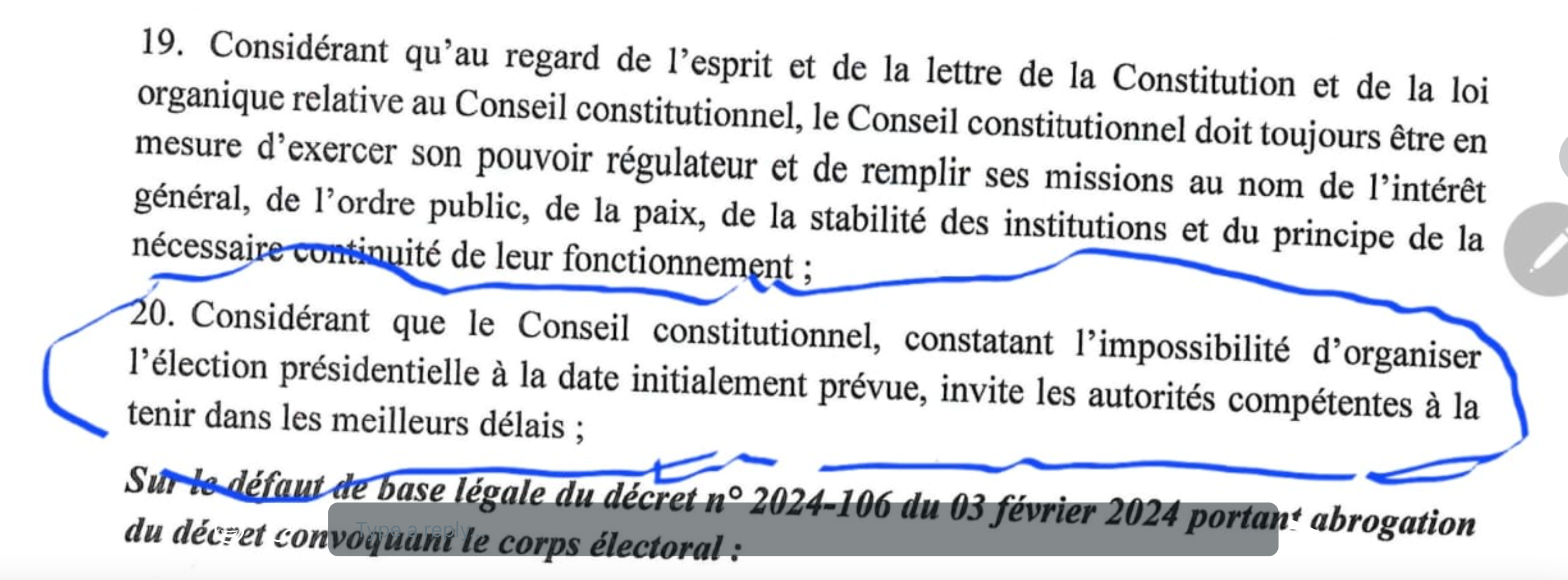 Présidentielle 2024 : Le Conseil constitutionnel souligne l'impossibilité d'organiser le scrutin, le 25 février