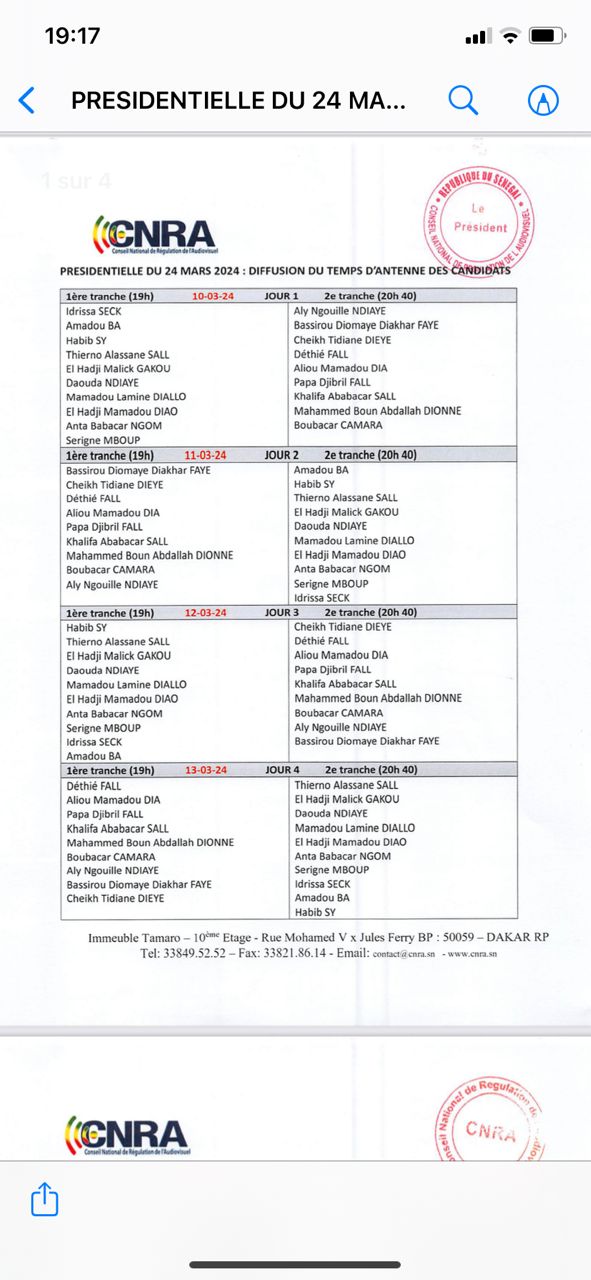 Temps d'antenne / Ordre de passage des candidats, nombre de minutes... : Le CNRA fixe les règles