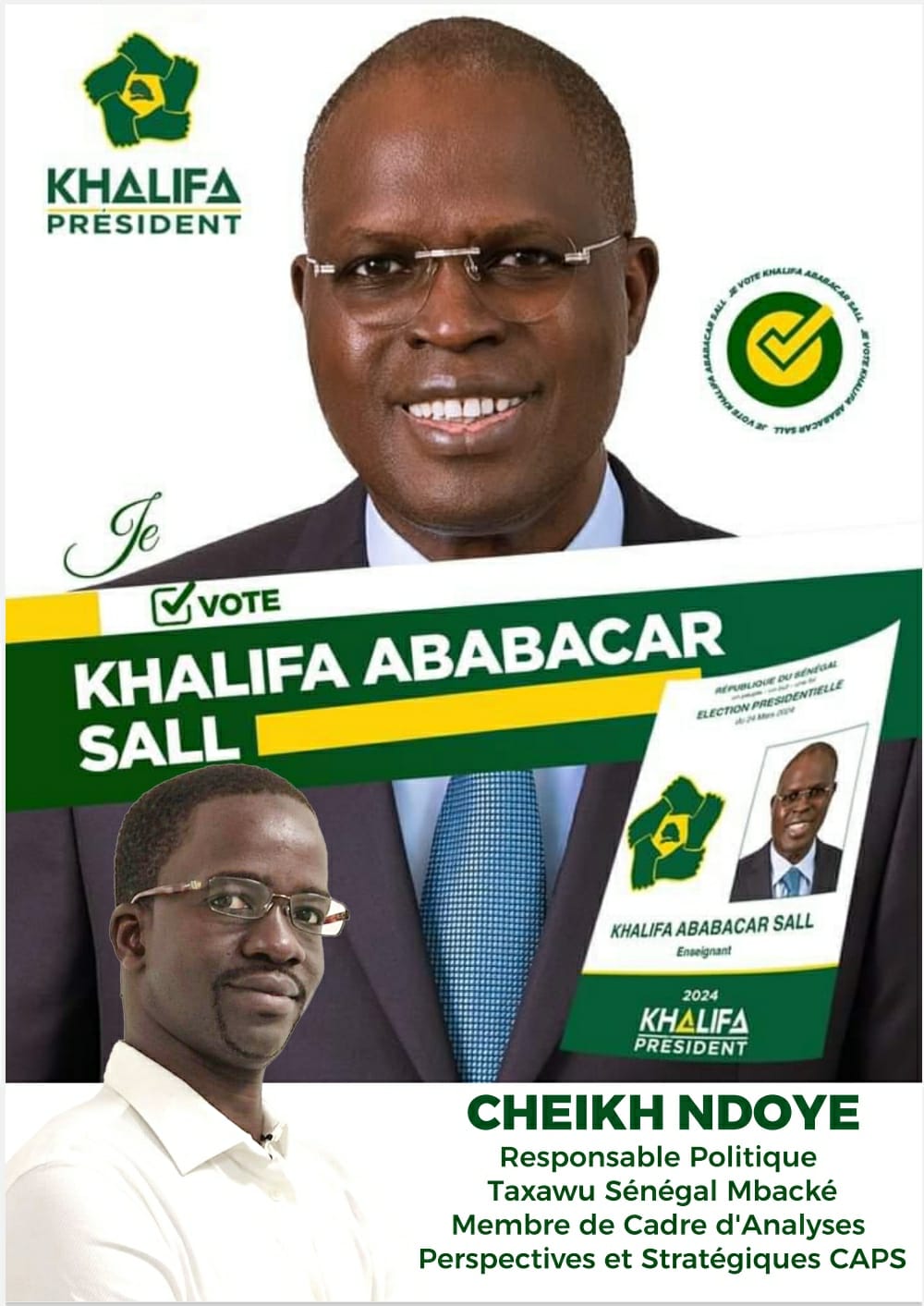 Elire Khalifa Ababacar Sall, président : Un homme qui incarne l'espoir, la vision et le courage -Par Cheikh Ndoye, responsable politique à Mbacké