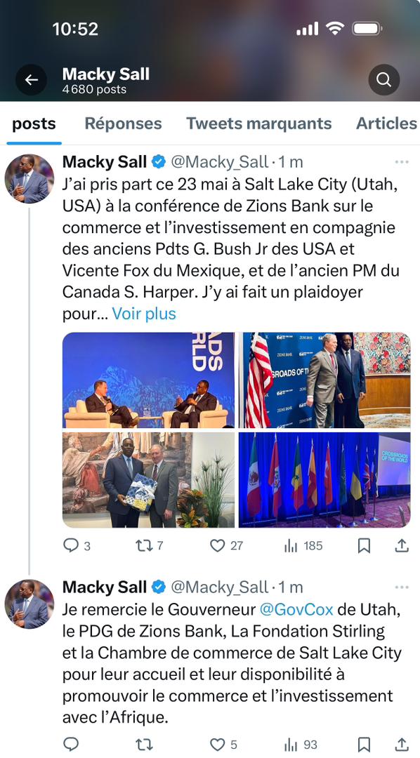 L’ex-Président Macky Sall au sommet sur le commerce internationale par la Banque Zions et la Chambre de commerce de l’Utah 