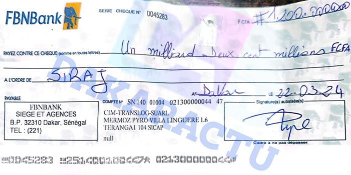 Source cheque : Dakaractu