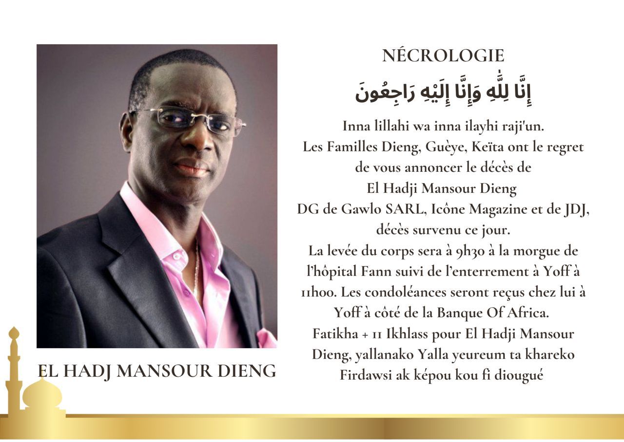Nécrologie: Décès de Mansour Dieng, fondateur du magazine Icône