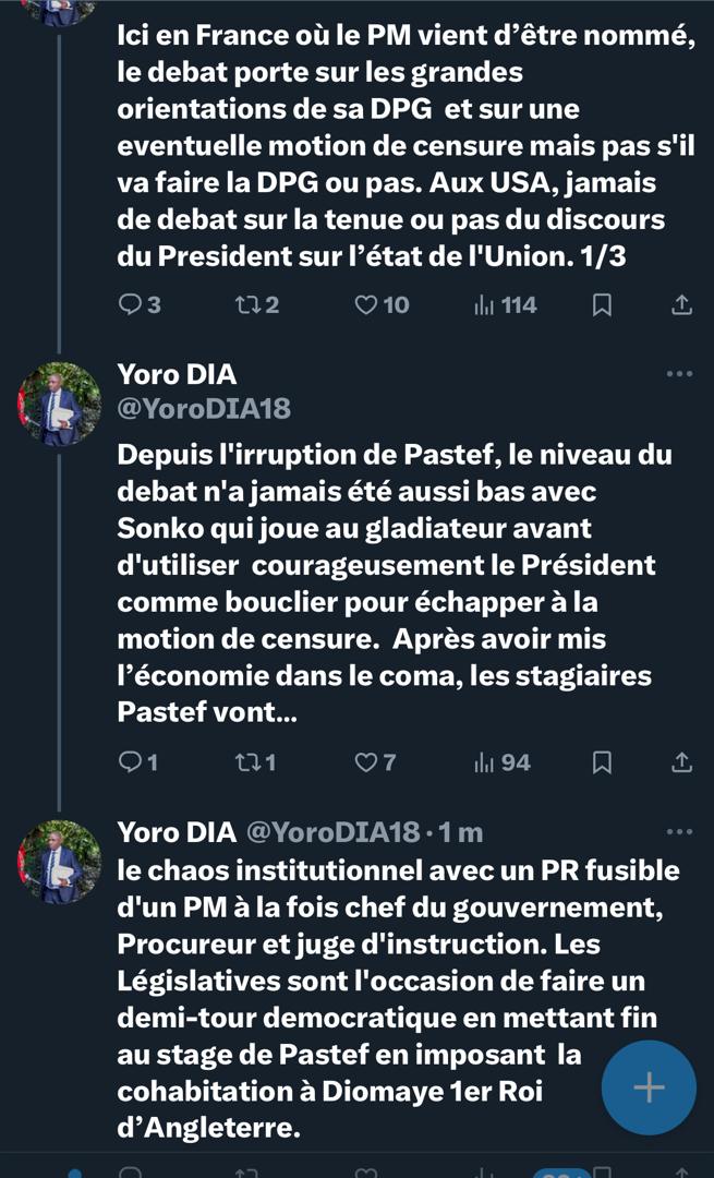 Dr. Yoro Dia, ancien Ministre : « Depuis l’irruption de Pastef, le niveau du débat n’a jamais été aussi bas avec Sonko qui joue au gladiateur »