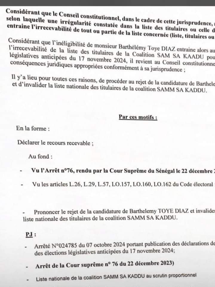 Urgent / Fake news: Le Conseil Constitutionnel invalide la candidature de Barthélémy Dias