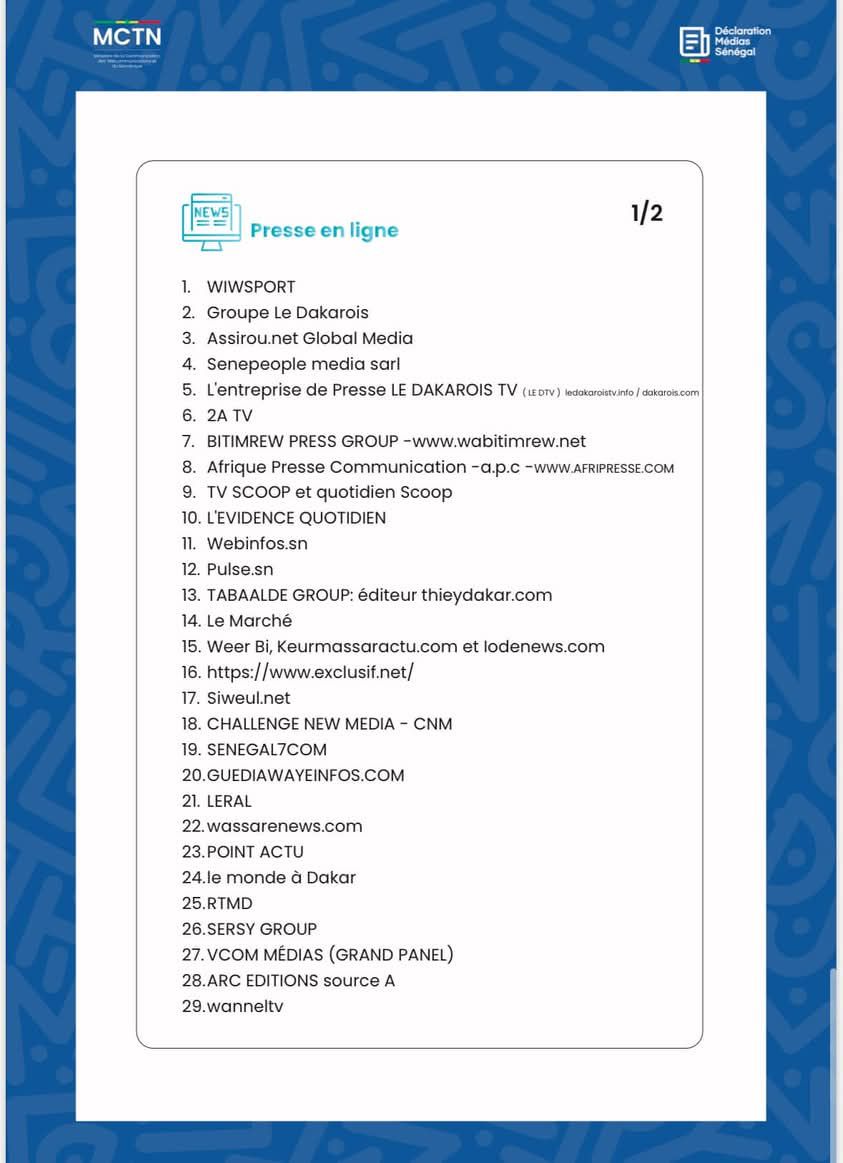 Conformité au Code de la Presse : Le nombre de médias reconnus passe à 258 (Documents)